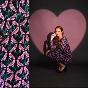 Boden NWOT Caroline Corduroy extremely Rare Love Bird Dress Long Sleeve 12P